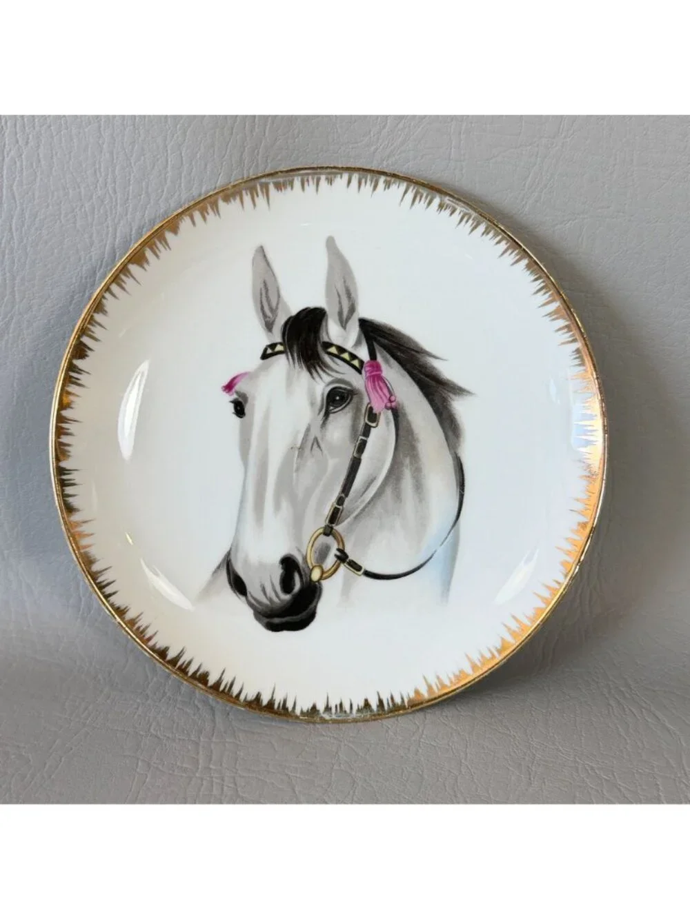 Vintage Horse Portrait Wall Plates Set of 5 Japan Equestrian Display 7.5